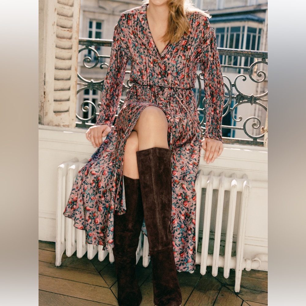 PRADA Leather Heeled Knee Boots - Brown